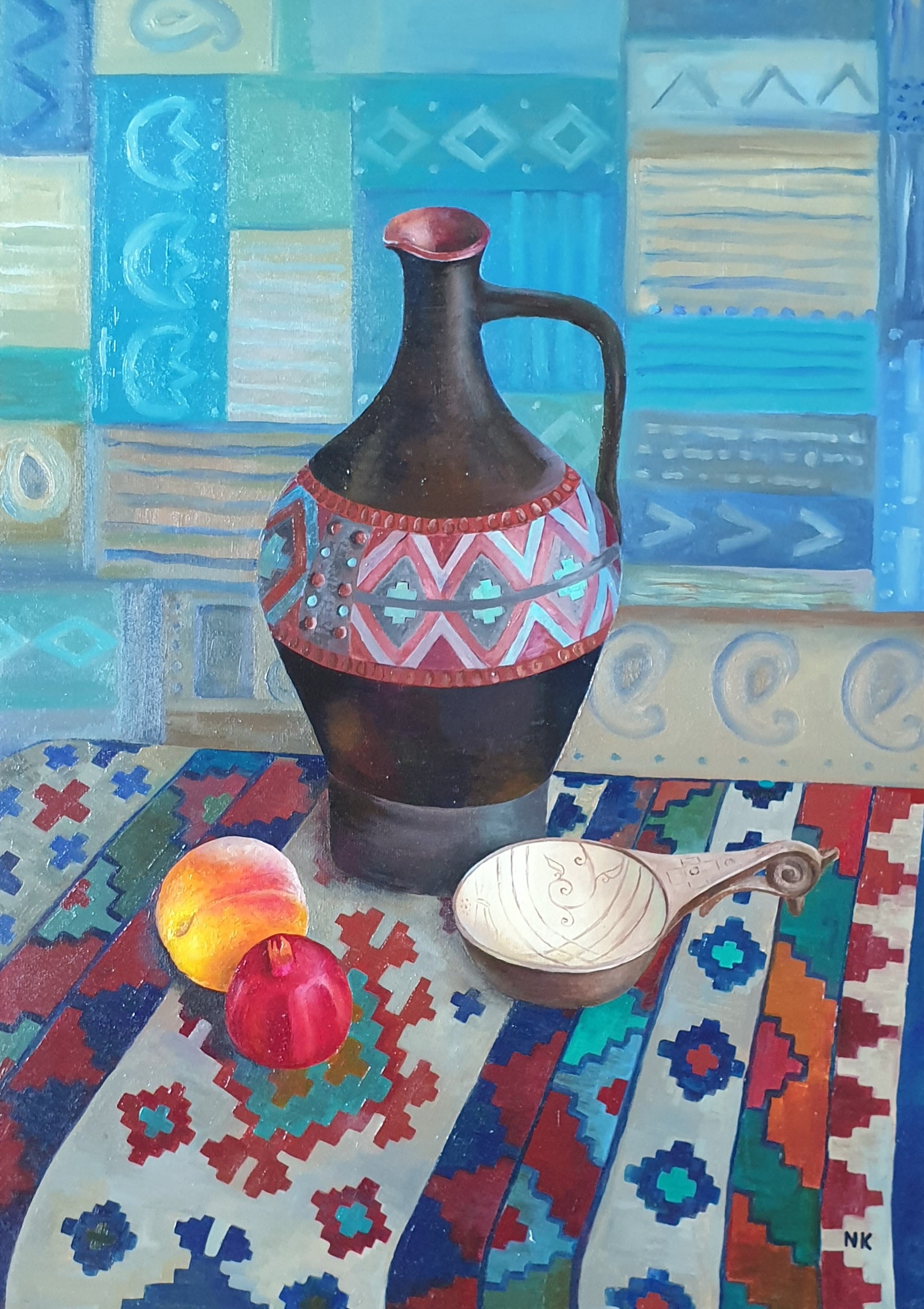 Georgian Ceramic Jug with enamel