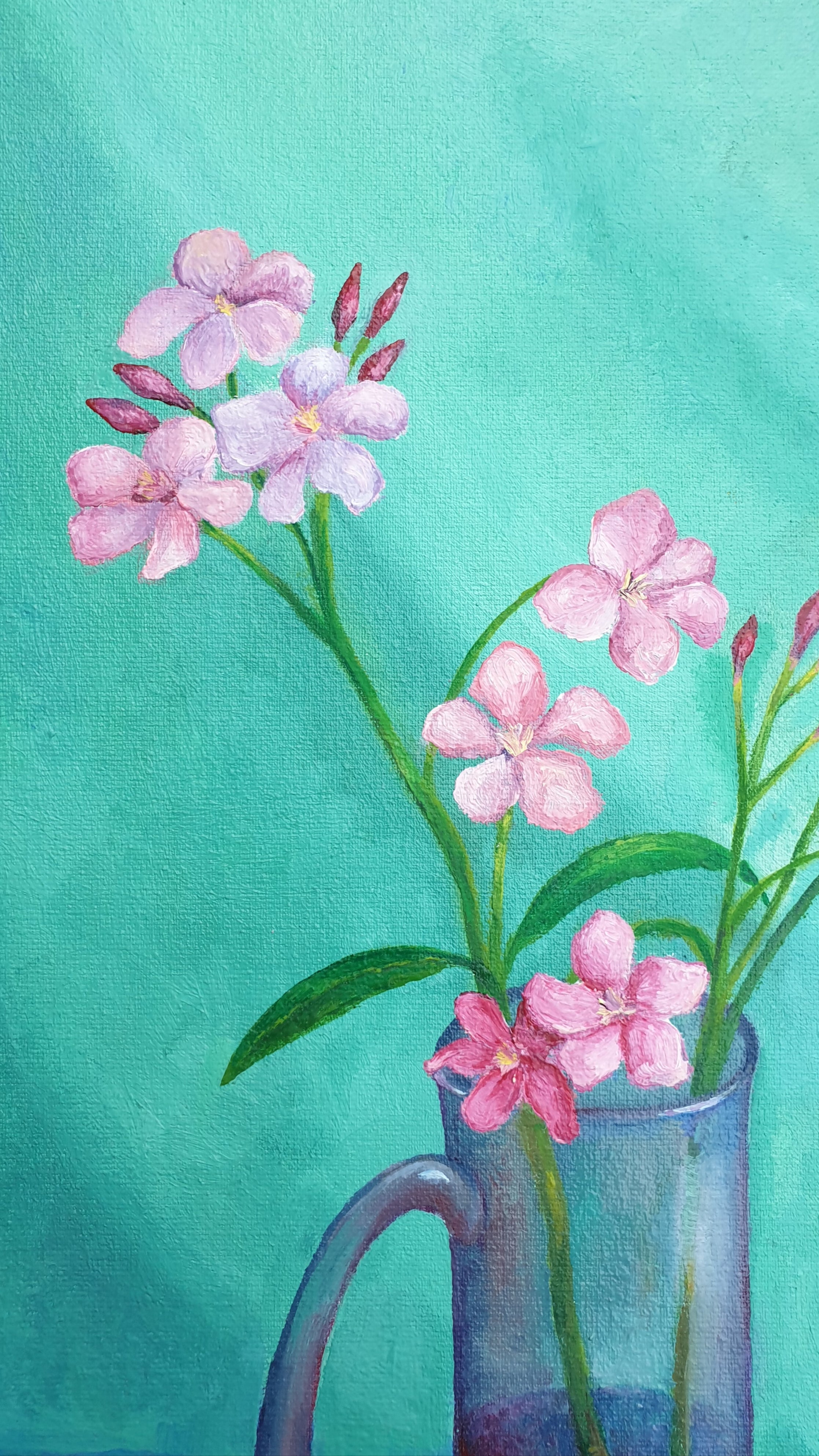 Pink Oleanders in Glass