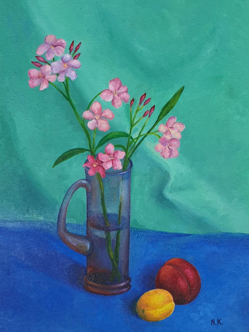 Pink Oleanders in Glass